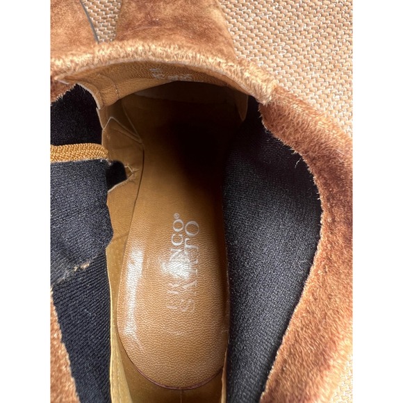 Franco Sarto Suede Ankle Boots Women's 8.5 Block Heel Zipper Closure Brown - Picture 3 of 6